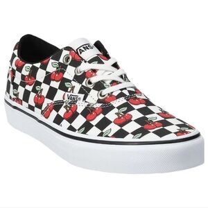 VANS "DOHENY" Red Cherries Black & White Checkerboard Low Top Size 8